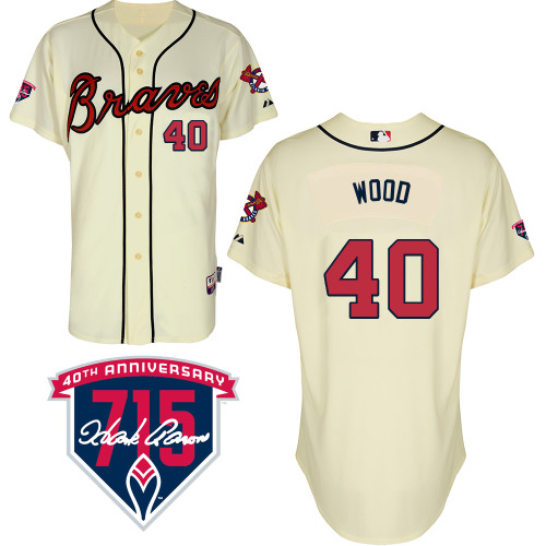 Alex Wood #40 Youth Baseball Jersey-Atlanta Braves Authentic Alternate 2 Cool Base MLB Jersey